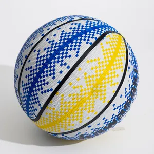 Bola de basquete de borracha tamanho padrão impressa com logotipo personalizado, bola barata tamanho 7