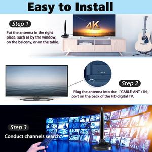Mini Antena HDTV Interior de Largo Alcance, 120 Millas, Antena Digital 4K para <span class=keywords><strong>TV</strong></span> de Dormitorio - Product Image 4