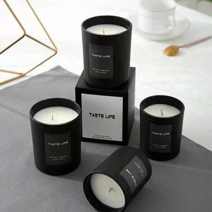 Wholesale Colored Black Candle Jars Christmas Empty Candle Container Luxury Glass Candle Jar With Box