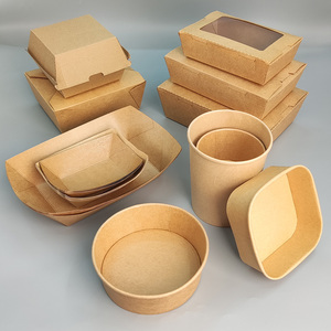 Dùng Một Lần Kraft Giấy Burger Hộp Phân Hủy Sinh Học Sinh Thái Thân Thiện Mang Bữa Ăn Bao Bì Với Khóa An Toàn Nắp - Product Image 1
