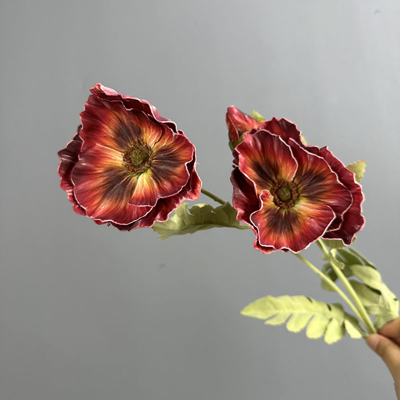 Eva 3-head large poppy-rose red 26