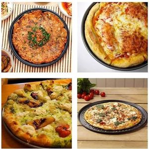 26/28/32cm Carbon Steel Non-Stick Pizza Baking Pan Round Mesh Tray Plate Oven Baking <b>Bakeware</b> With Holes Pizza Tray Mould - Product Image 4