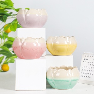 Vaso Minimalista in Ceramica <span class=keywords><strong>per</strong></span> Piante Grasse a Forma di Loto, Traspirante, in <span class=keywords><strong>Gres</strong></span>, <span class=keywords><strong>per</strong></span> Balcone, Verde, Vendita all'Ingrosso - Product Image 1