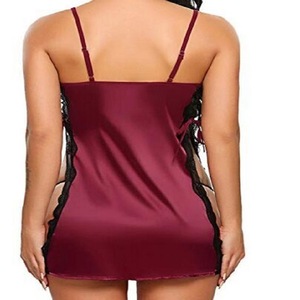Nuevo conjunto de dos piezas de lencería negra de estilo europeo y americano, de imitación de seda, moderno y cómodo, con ribete de encaje. - Product Image 2
