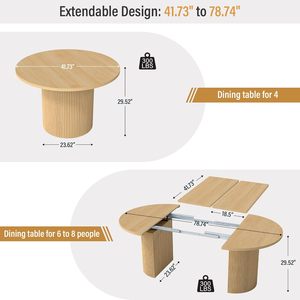 Grande <span class=keywords><strong>table</strong></span> à manger en bois avec des coins arrondis et un plateau extensible - Product Image 2