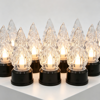 Bougie LED sans flamme à piles, lampe à lumière blanche chaude vacillante en forme de flamme de cristal, décoration de table