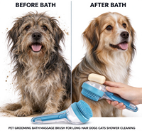 Brosse de toilettage pour animaux de compagnie avec distributeur de savon et de shampoing, poils en silicone doux pour chiens et chats à poils longs, douche OEM