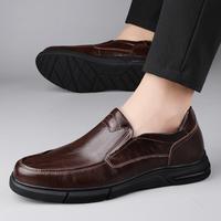Mocassins classiques pour hommes en cuir de vachette, doublure en PU souple, semelle extérieure légère en PU, chaussures décontractées confortables pour tous les jours