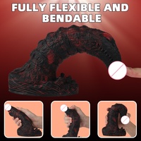 Dildo Monstre Alligator - Jouet Sexuel en Silicone Noir et Rouge Effet Crocodile avec Écailles Réalistes et Ventouse Puissante