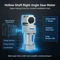 Moteur à angle droit robuste de petite taille 25W~1500W avec boîte de vitesses creuse ou solide à 90 degrés, rapport 3K~900K pour convoyeur incliné