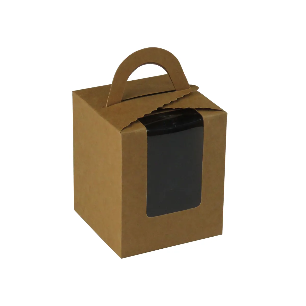 Benutzer definierte Logo Griff süße Lebensmittel Verpackung Bäckerei Kraft papier Geschenk Mini Kuchen Keks Box mit Fenster