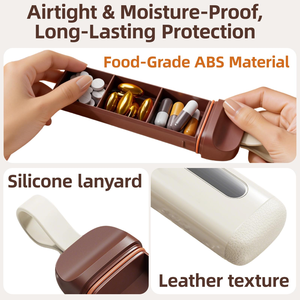 Pastillero Portátil Moderno de Plástico ABS, Caja de Almacenamiento de Cápsulas de Viaje con 4 Compartimentos, Hermética, Impermeable y a Prueba de Polvo - Product Image 3