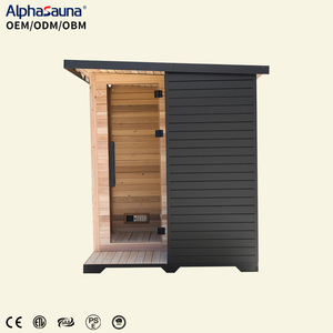 Sauna extérieur pour climat hivernal, sauna panoramique de grande taille avec douche, bois massif, planches épaisses, poêle à bois - Product Image 3