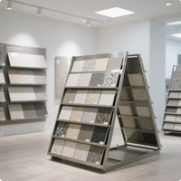Maßgefertigtes Metall-Fliesenmuster-Präsentationsregal A-Rahmen Bodenstehend für Ausstellungsräume