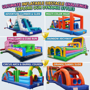 Pista de Carreras Inflable Gigante Expandible e Interconectada de 70 pies, Pista de Obstáculos Inflable Impermeable para Carreras - Product Image 6