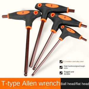 Clé <span class=keywords><strong>Allen</strong></span> en forme <span class=keywords><strong>de</strong></span> T Tournevis hexagonal intérieur simple <span class=keywords><strong>de</strong></span> qualité industrielle Clé hexagonale métrique à tête plate longue en acier à billes incluse - Product Image 2