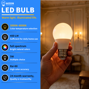 หลอดไฟ LED A50 ขั้ว E27 AC220~240V ไม่สามารถหรี่แสงได้ โคมไฟพลาสติก+แก้วอลูมิเนียมเคลือบพลาสติก ดัชนีการแสดงสี Ra80 - Product Image 2