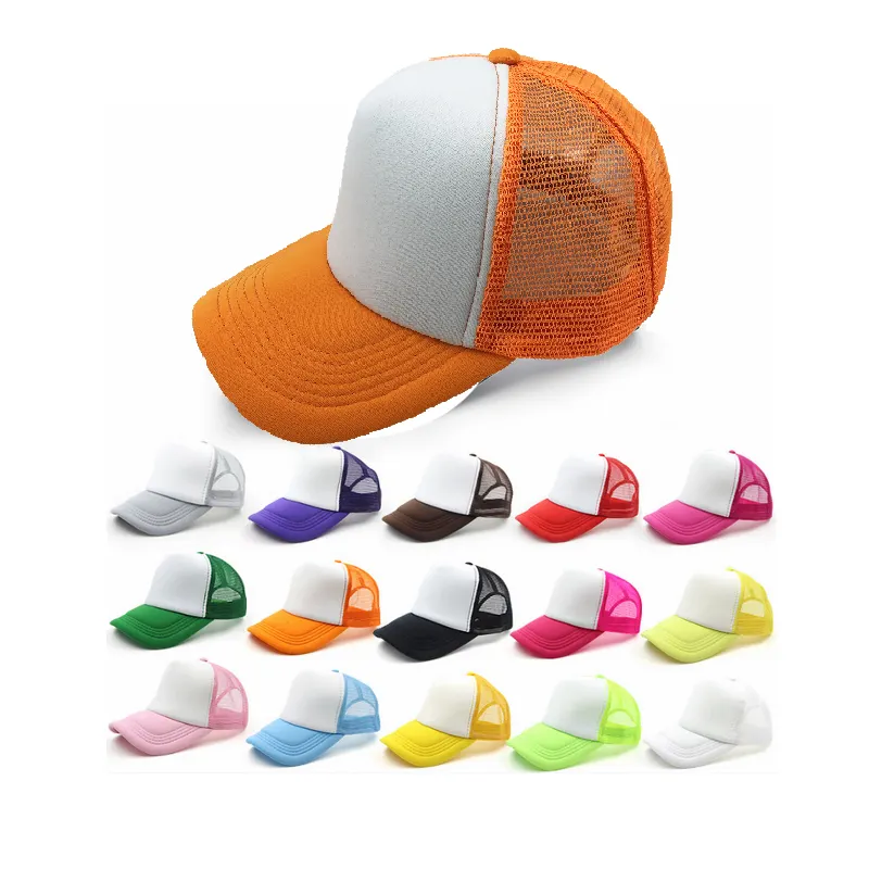 Children Custom Logo Printed Multi Color Trucker Cap Hat sponge mesh Kids Summer mesh cap