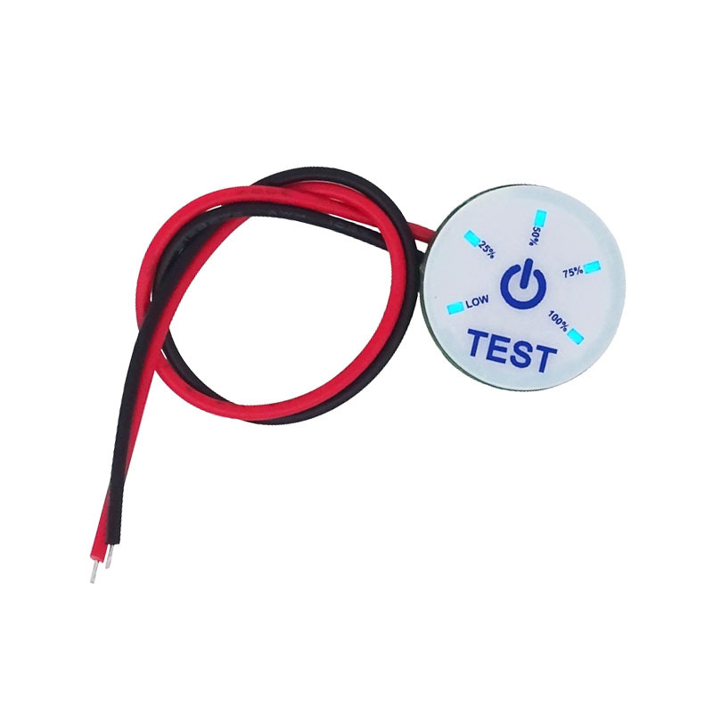 <strong>12V</strong> <strong>Battery</strong> Capacity Indicator - Round Mini Voltage Meter for <strong>Lead</strong> <strong>Acid</strong>/<strong>LiFePO4</strong>/Lithium, with Low Voltage Warning LED