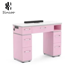 Modern Wood Color Customizable Single Double Triple Quadruple Positions Seats <b>Foldable</b> Nail Tech Table Ventilation Living Room - Product Image 4