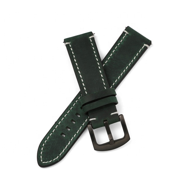 Kingsmax Luxury Handmade Leather Watch Band 18mm 20mm 22mm Quick Release Wrist Band Water Resistant-Wholesale