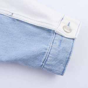 Ensemble deux pièces pour femme, veste en jean à manches longues, style rétro, col châle, décontracté, personnalisable - Product Image 3