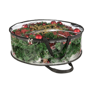 Heavy Duty Protector With Handle Clear Wreath Storage <b>Bag</b> for Holiday Seasonal Garland - Product Image 1