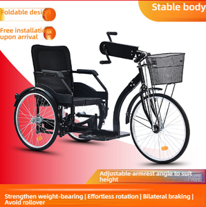 Fauteuils roulants tricycle à manivelle de haute qualité Pliant Handicap Fauteuil roulant mobile - Product Image 6