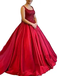 Dài bóng áo choàng Burgundy Vuông Cổ Ren Satin backless Red Wedding Dress thanh lịch dài A-line Satin với ren Wedding gowns