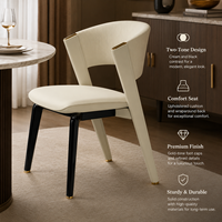 Chaise de salle à manger moderne bicolore CC avec accents dorés et dossier ergonomique enveloppant pour la décoration de maisons et d'hôtels de luxe