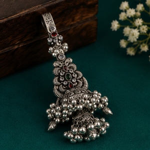 Pendientes de Plata 925, Estilo Jhumka Antiguo, Tradicionales, Oxidados, con Forma de Campana, Hechos a Mano, Regalo de Boda, Joyería Étnica para Mujer - Product Image 4