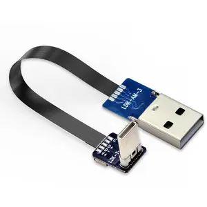 AM USB2.0 male ke tipe-c male up down konektor bengkok untuk pcb pengisian transmisi data 5pin adaptor A3-C3 kabel datar fleksibel