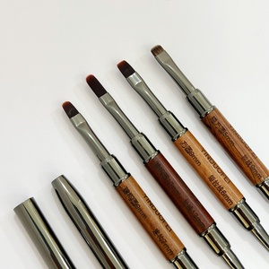 High Quality Custom Logo Dual-End Liner Short Glue Painting Nail <b>Brush</b> Long Gel Square Nail Sandal Wood Nylon - Product Image 3