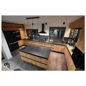 Furnitur rumah kayu penuh Modern desain penyimpanan dapur Set kabinet membeli lemari dapur siap untuk merakit untuk furnitur dapur