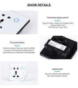 Makegood nhà máy Outlet 5pin thông minh phổ tường ổ cắm 16A với trẻ em bảo vệ tương thích Alexa thông minh wifi Anh tường ổ cắm - Product Image 5