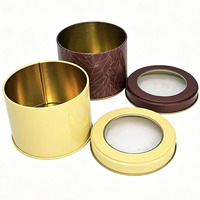 Boîte en métal ronde personnalisée avec fenêtre transparente pour biscuits, bonbons, thé, bougies et emballages cadeaux de fêtes