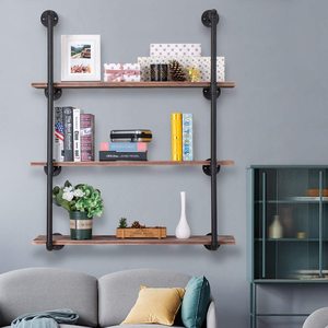 Étagères murales en métal noir rustique industriel pour chambre, salon, cuisine – Supports de rangement DIY pour la maison - Product Image 6