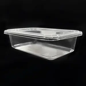 16 24 32oz Rectangular Transparent Disposable Recyclable Plastic Food Packing Tray with lid