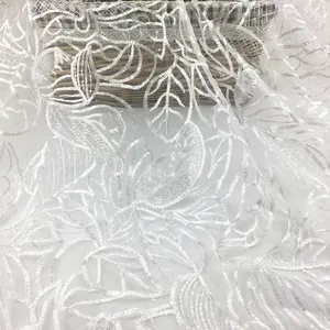 Китайский поставщик, тюль, лист, свадебная кружевная вышитая ткань с блестками