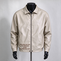 Veste en simili cuir personnalisée avec logo, veste bomber à col zippé pour homme, veste en cuir PU décontractée, streetwear, vente en gros OEM ODM