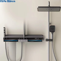 Olife Banos Nieuw Design Badkamer Gunmetal Wit Kleur Blauw Led Licht Piano Key Douchekop Kraan Warm Koude Douche Set