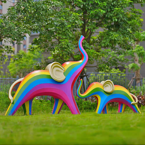 Kích thước lớn voi động vật hình học điêu khắc phim hoạt hình đồ chơi cho mẫu giáo công viên khu dân cư ngoài trời nhựa thủ công cỏ - Product Image 6