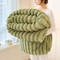 Couverture en fausse fourrure de lapin 260 GSM, couverture en peluche à rayures bulles, couverture chaude et confortable pour chambre à coucher, canapé, maison, logo personnalisé, taille sur mesure