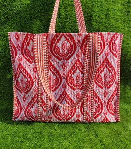 Bolso Reversible bohemio hecho a mano, ecológico, sostenible, grande, para compras, Multicolor, Floral, 100%, algodón, estampado a mano - Product Image 4