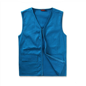 Chaleco de Trabajo de Algodón Unisex, Resistente a la Abrasión, con Cierre Frontal y Bolsillos, Azul - Product Image 1