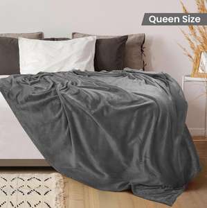 Lightweight Queen Size Grey Flannel Fleece Blanket for Couch <b>Sofa</b> <b>Bed</b> Luxury Soft Cozy Warm Customized Throw Blanket - Product Image 4