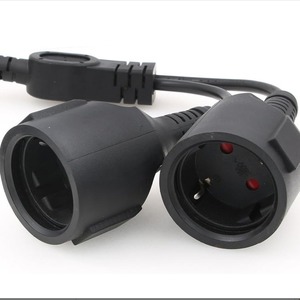 ปลั๊กยูโรพาวเวอร์พร้อมเต้ารับ 2 ช่อง IP44 กันน้ำ 230V มาตรฐานการต่อสายดิน วัสดุพลาสติก - Product Image 3