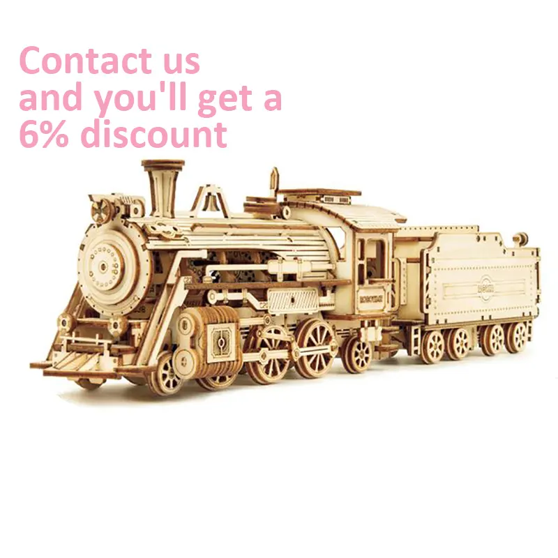 CPC Certificado Robotime Contact Obtenga 6% de descuento MC501 Locomotora Tren Modelo 3D Rompecabezas de madera para adultos y niños
