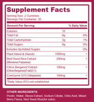 Compléments de Cholestérol pour Adultes 1600 Mg Stérols Végétaux Stanols Vitamines Gummies Maintient les Niveaux Normaux