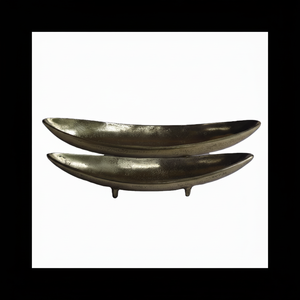 Centro de Mesa Ovalado de Aleación de Aluminio Fundido con Acabado Rústico y Antiguo, Decoración para el Hogar, Tazón de Metal de 49 cm x 40 cm - Product Image 1